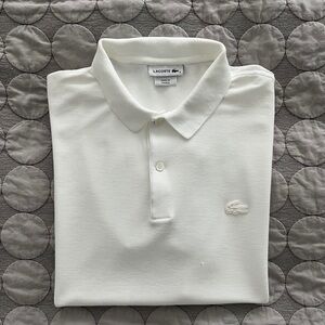 Lacoste Men’s White Pique Polo with Subtle Crocodile Logo
